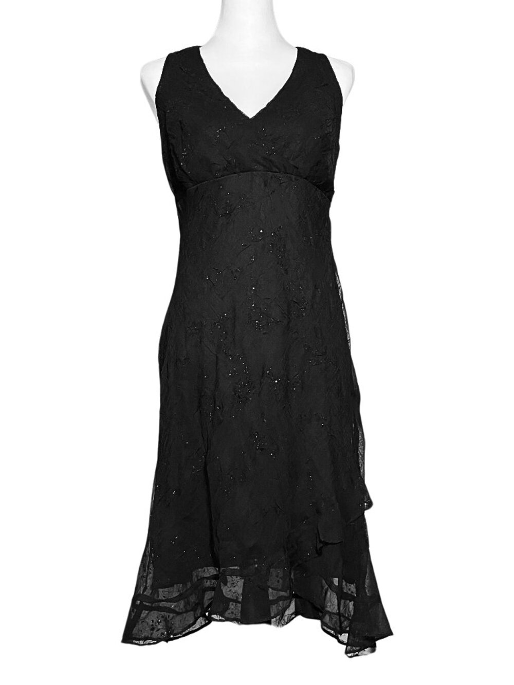 Vintage 90s Black Asymmetrical Party Dress. S/M 8. Whimsigoth Fairycore Midi
